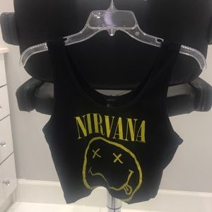 Black sleeveless nirvana cropped top